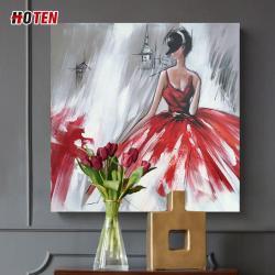 Рручная роспись "Женское красное платье", масло
