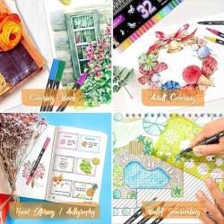 Набор фломастеров с кистью и тонким наконечником для раскрашивания книг (арт. 21102019)