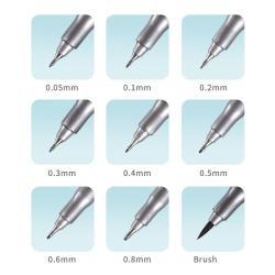 Набор из 9 тонких ручек Fineliner для рисования и эскизов, черные, разного размера (арт. 21102032)