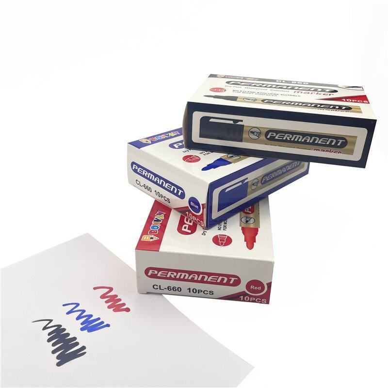 Перманентные маркеры Bonvan, водостойкие, для школы, черные и синие (арт. 21102058)