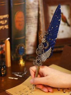 Перьевая ручка для каллиграфии в ретро стиле, набор с восковой печатью (арт. 21082031)