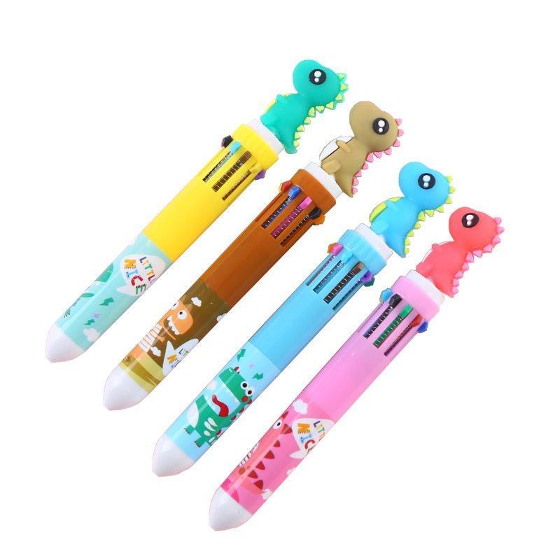 Мультяшная мини-ручка 10 в 1 с ПВХ головкой, многоцветная ручка для детей (арт. 21082059)