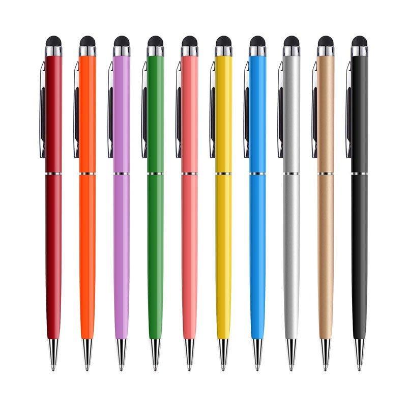 Универсальная шариковая ручка 2 в 1 с емкостным стилусом, тонкая ручка с логотипом (арт. 21082097)