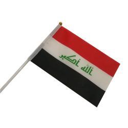 Дешевый полиэстеровый флаг Ирака 14x21 см с палочкой для мероприятий (арт. 21102687)