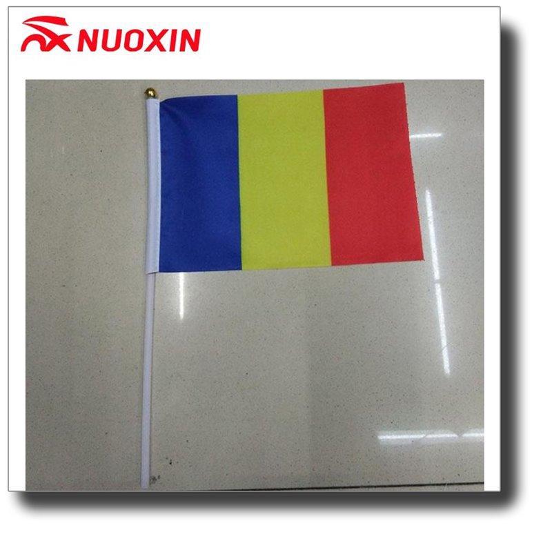 Печатный флажок с логотипом и пластиковым шестом, красно-белый-синий (арт. 21102705)