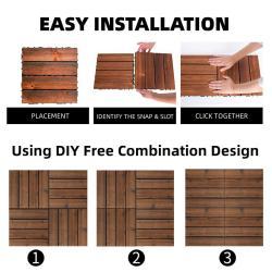 Плитка из акации 30x30 см с пластиковым основанием, 12 планок, для террасы (арт. 04111841)