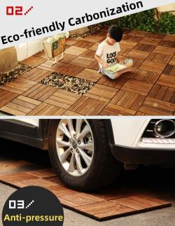 Плитка из акации 30x30 см с пластиковым основанием, 12 планок, для террасы (арт. 04111841)