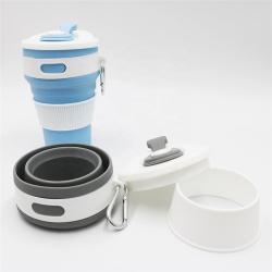 Складной силиконовый термостойкий стакан с карабином для чая и кофе, многоразовый (арт. 2611601)