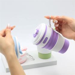 Складной силиконовый термостойкий стакан с карабином для чая и кофе, многоразовый (арт. 2611601)