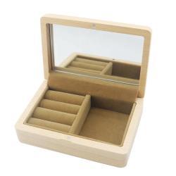 Прямоугольная деревянная шкатулка из бамбука с зеркалом, для колец, ожерелий и браслетов (арт. 2611632)
