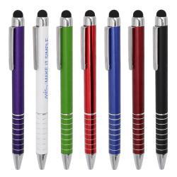 Металлическая ручка 2 в 1 с блестящим корпусом и стилусом, на заказ (арт. 2611689)