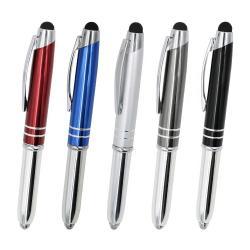 Металлическая ручка с LED-подсветкой и стилусом, с логотипом на заказ (арт. 2611732)