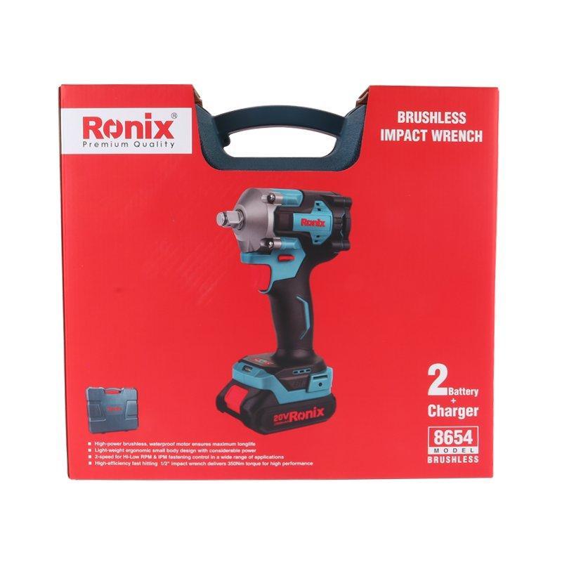 Бесщеточный аккумуляторный ударный гайковерт Ronix 8654, 350N·m, 20V, 1/2 дюйма