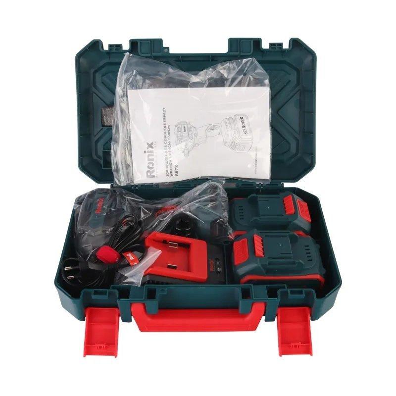 Бесщеточный аккумуляторный ударный гайковерт Ronix 8672, 350N·m, 20V, 1/2 дюйма, набор инструментов