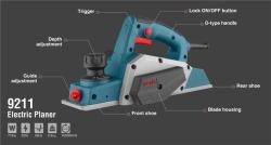 Электрический рубанок Ronix 9211, 710 Вт, скорость 16 500 об/мин, для быстрой обработки