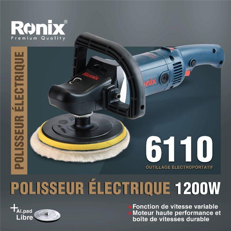 Электрическая полировальная машина Ronix 6110, 1200 Вт, 180 мм, компактная, с ручкой (арт. 25-18031120)