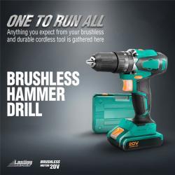 Бесщеточная ударная дрель Ronix, 20V, 13 мм, 45N·m, набор инструментов (арт. 25-18031141)