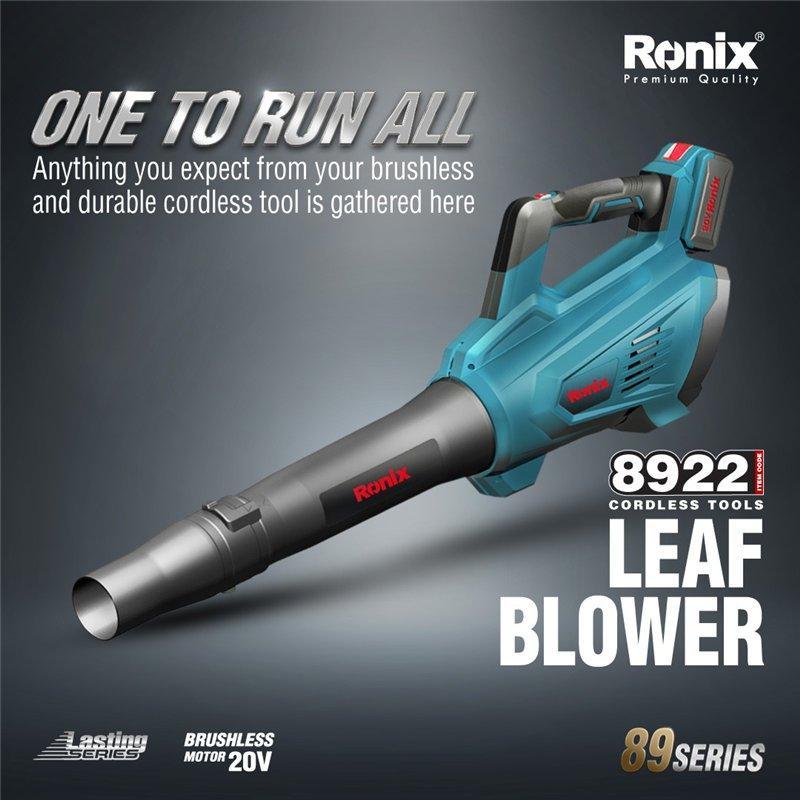 Воздуходув для сада Ronix, 20V, 18000 об/мин, легкий и мощный (арт. 25-18031189)