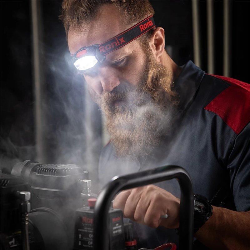 Налобный фонарь Ronix, 3W, водонепроницаемый, перезаряжаемый (арт. 25-18031272)