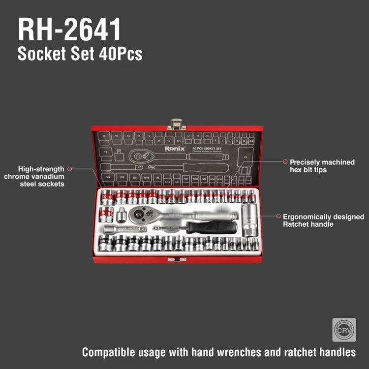 Набор головок Ronix, 12/24/40 предметов, профессиональный, для ремонта автомобилей (арт. 25-18031309)