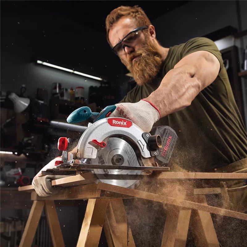 Аккумуляторная циркулярная пила Ronix 8609, 20V, 4000 об/мин, 165 мм, с регулировкой глубины реза (арт. 25-18031381)