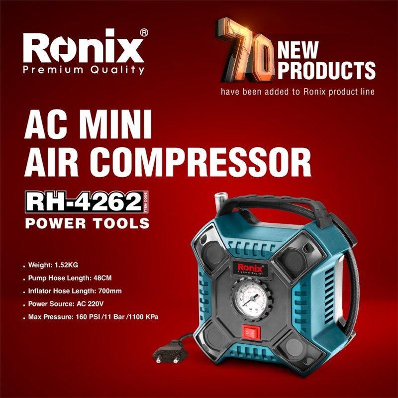 Мини-компрессор Ronix, 12V, для автомобилей, велосипедов и мотоциклов (арт. 25-18031459)