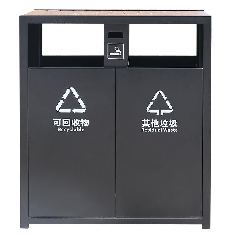 Уличная урна с двумя отделениями, из древесно-полимерного композита, для парка и улицы (арт. 3112432)