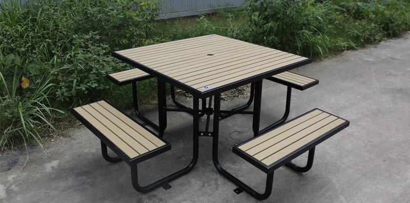 Квадратный стол для пикника, 46 дюймов, деревянный, без необходимости ухода, для детских площадок (арт. 3112454)