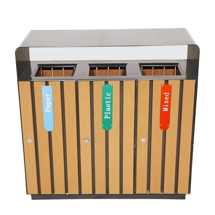 Урна для мусора, из переработанного пластика и дерева, для парков и улиц (арт. 3112472)