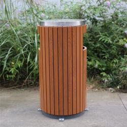 Круглая деревянная урна, большая, для парков и улиц, из стали и дерева (арт. 3112485)
