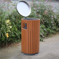 Круглая деревянная урна, большая, для парков и улиц, из стали и дерева (арт. 3112485)