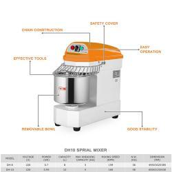 Спиральный тестомес 10 л коммерческий для выпечки хлеба (арт. 25-28041805)