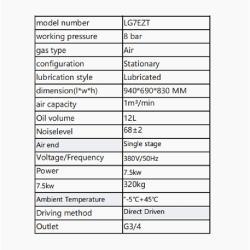 Воздушный компрессор 7,5 кВт 10 л.с. однофазный винтовой (арт. 25-19062486)