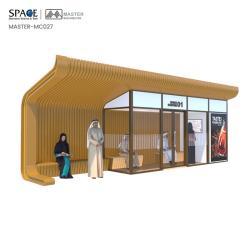 Автобусная остановка из алюминия с подсвечиваемым рекламным коробом (арт. 25-3071779)