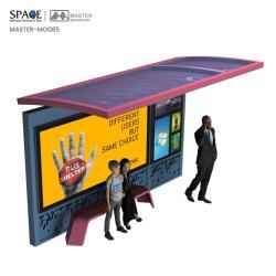 Автобусная скамейка с световым коробом для рекламы (арт. 25-3071804)