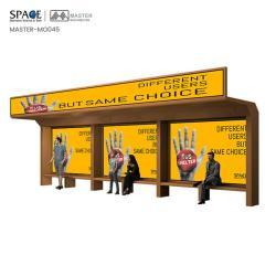 Рекламная автобусная остановка из алюминия и стали с рекламным щитом и навесом для ожидания (арт. 25-3071820)