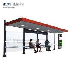 Рекламный стенд из нержавеющей стали на автобусной остановке с лайтбоксом (арт. 25-3071824)