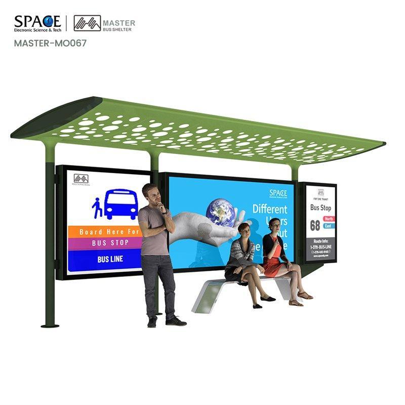 Алюминиевая автобусная остановка с прямоугольной формой и индивидуальным размером рекламного щита (арт. 25-3071857)