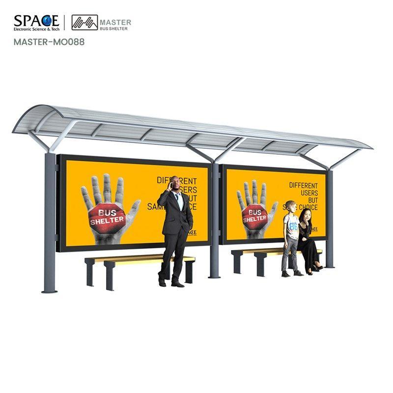 Автобусная остановка открытого типа с алюминиевой рамой и стальным материалом (арт. 25-3071865)