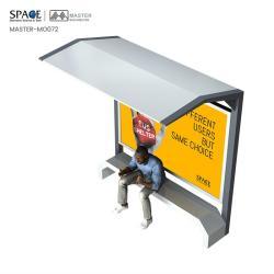 Световой короб наружной автобусной остановки с металлическими скамейками (арт. 25-3071882)