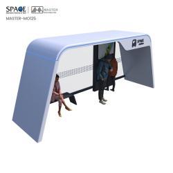 Рекламная вывеска на автобусной остановке с киоском ожидания (арт. 25-3071908)