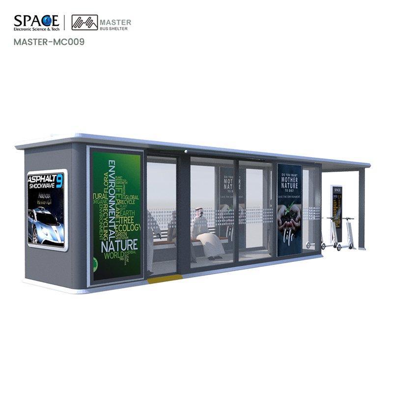 Автобусная остановка из оцинкованной стали с LED-скамейкой для рекламы (арт. 25-3071912)