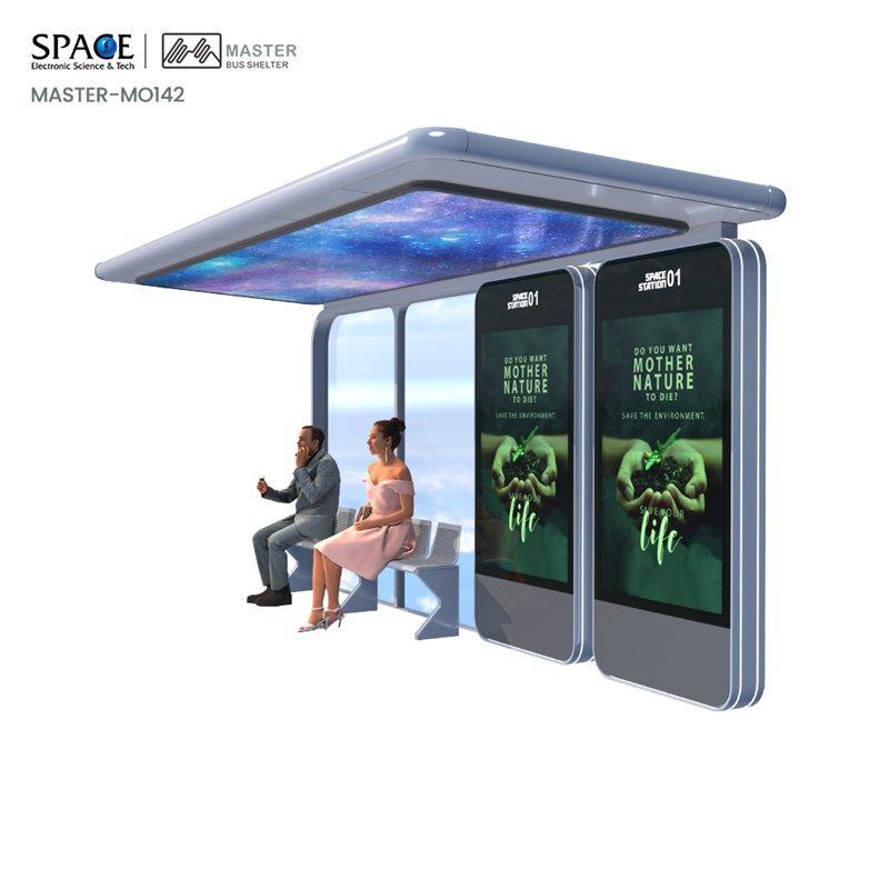 Автобусная остановка класса люкс с удобными сиденьями и рекламными световыми коробами (арт. 25-3071941)