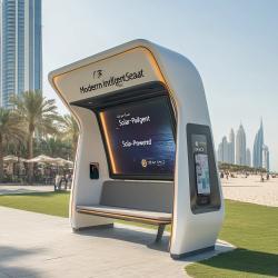 Умная экологичная скамейка с солнечной панелью и функциями на солнечной энергии (арт. 25-3072123)