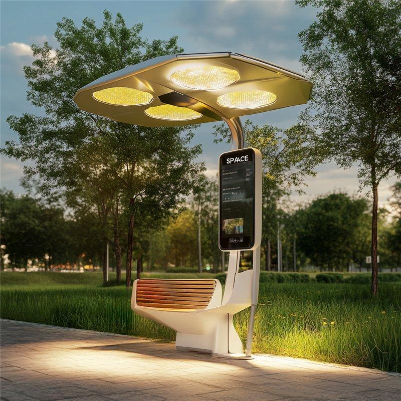 Солнечная скамейка с интеллектуальной системой для парков и общественных мест (арт. 25-3072130)