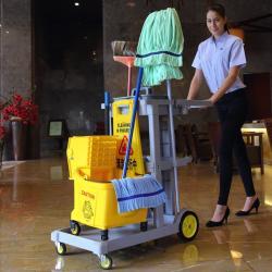 Тележка уборочная пластиковая складная с крышкой серая (арт. 25-5085776)