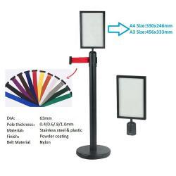 Барьер стальной с выдвижной лентой и стойкой для табличек (арт. 25-5085798)