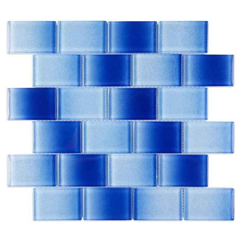 Плитка мозаичная для бассейна стеклянная аква зелено-бело-синяя (арт. 25-5085942)