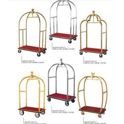 Тележка багажная отельная из нержавеющей стали с черным ковром (арт. 25-5085968)