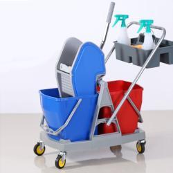 Тележка уборочная пластиковая разноцветная с отжимом (арт. 25-5086016)